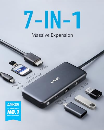 Anker USB C Hub (7-in-1), with 4K HDMI, 85W Power Delivery, USB-C and 2 USB-A 5Gbps Data Ports, microSD and SD Card Reader, for MacBook Air, MacBook Pro, XPS, and More (Pack of 2) - style: Hub