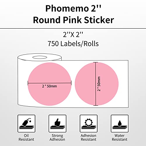 Phomemo Thermal Label Printer Upgraded with Touchable Screen, Shipping Label Printer for Small Business, 4x6 Wireless Thermal Label Printers for Shipping Package, with 750 Labels, Pink
