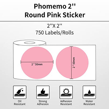 Phomemo Thermal Label Printer Upgraded with Touchable Screen, Shipping Label Printer for Small Business, 4x6 Wireless Thermal Label Printers for Shipping Package, with 750 Labels, Pink