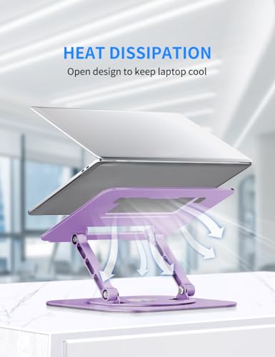 AOEVI Adjustable Laptop Stand with 360 Rotating Base, Computer Ergonimic Foldable Laptop Riser for Desk Compatible with MacBook Pro/Air Notebook up to 16 Inches, Purple - color: Purple-A