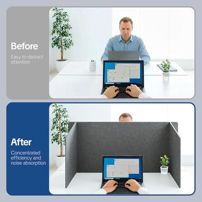 Desk Divider Privacy Screen 3 Panel Sound Absorbing - 47.2”x 23.6”x 19.7” Freestanding Acoustic Partitions for Office, Noise Reducing Panels for School, Home, Library,Dark Grey - color: Dark Grey