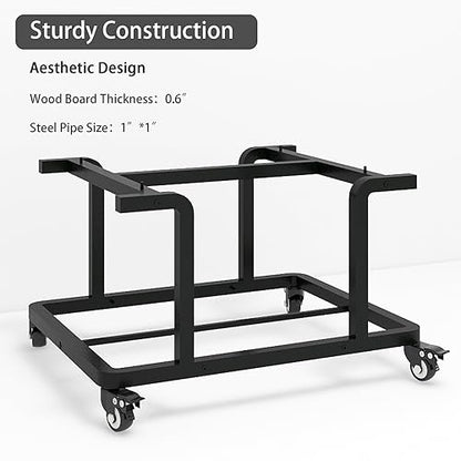 Natwind 2 Tier Laser Printer Stand,24''x20'' Under Desk Printer Cart, Black - color: Black