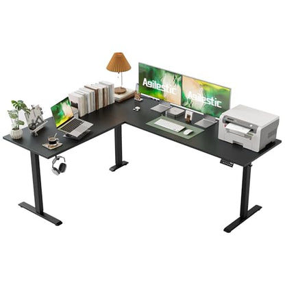 Agilestic 75 x 61 Inch L Shaped Electric Standing Desk, Black - color: Black, size: 75x61 Inch