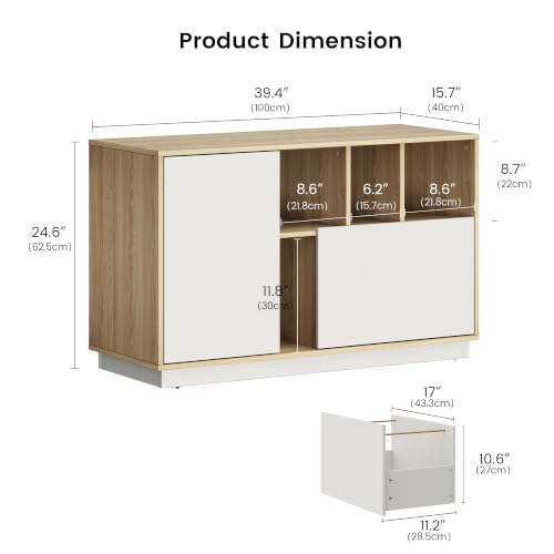 ModernMate 39" File Cabinet with Drawer, Office Storage Cabinet with Door - color: Light Walnut