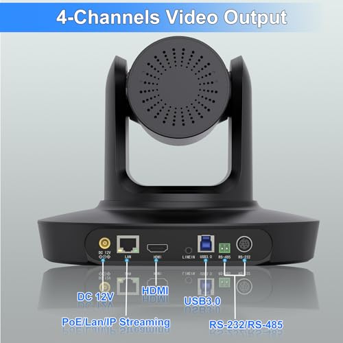 PTZ Camera 4K UHD with 10X Optical Zoom,Video Conference Room Camera,Live Streaming for Church Worship,USB HDMI IP POE Work with Vmix,Zoom,OBS,YouTube,Facebook Livestream