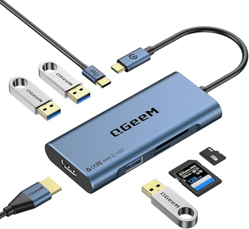 USB C Hub,7in1 Type c to 4K HDMI Multi‑Port Adapter Dongle Dock for Laptop - color: Blue