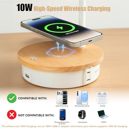 LALISU Desk Lamp for Home Office, 10W Fast Wireless Charger Desk Light - color: White-Fast Charging (10W)