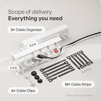 PAMO Cable Management Under Desk, Set of 2 - White - color: White, size: Set of 2