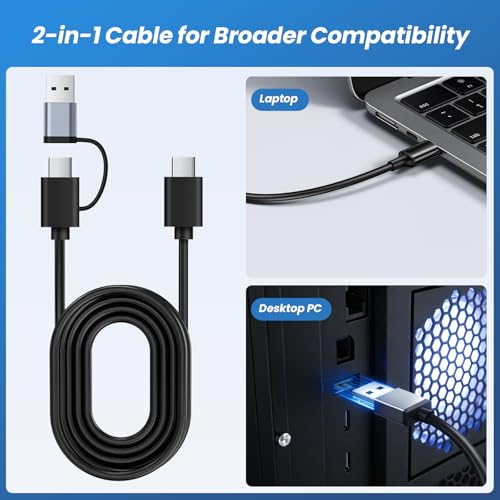 EJAY 10Gbps USB 3.2 Hub, 4-Port USB C/A Splitter for SSD,Laptop,PC,Mac | Aluminum,23° Ergonomic,Extra Power Supply Port,Stable Data Transmission,Dual Cable - color: Gray
