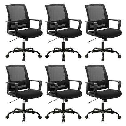 CLATINA Ergonomic Rolling Mesh Desk Chair with Executive Lumbar Support and Adjustable Swivel Design for Home Office Computer Black 6 Pack - size: 6 Pack