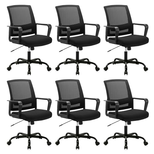 CLATINA Ergonomic Rolling Mesh Desk Chair with Executive Lumbar Support and Adjustable Swivel Design for Home Office Computer Black 6 Pack - size: 6 Pack