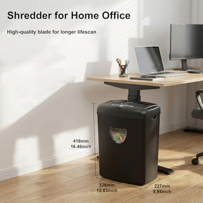 Paper Shredder for Home，Shred 12 Sheet Cross Cut,5.55-Gallon Basket, P-4 Security,Shred Paper/Cards/CDs/Staples/Clips - Jam Proof System for Home Office