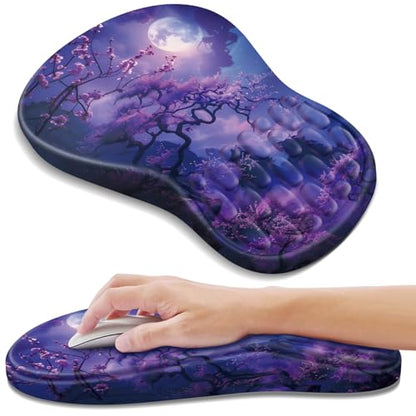 YIWEI Ergonomic Mouse Pad with Wrist Rest for Carpal Tunnel Pain Relief - color: Moonlit Night