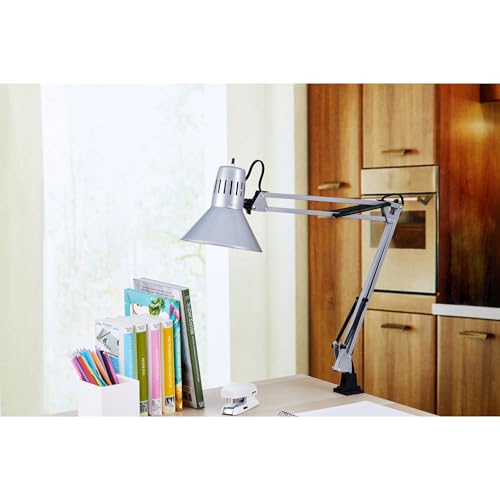 Bostitch Office VLF100-SLV Swing Arm Desk Lamp with Clamp Mount, 36" Reach with Multi-Joint Adjustment, Includes Replaceable LED Bulb (VLF), Silver - size: Clamp 36" Reach, style: Clamp, Silver