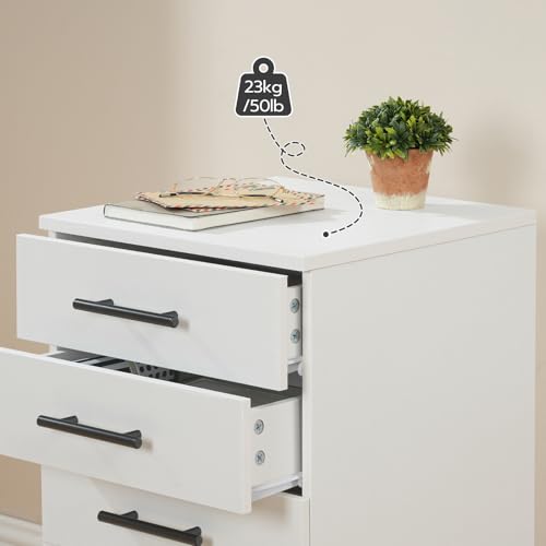 HOOBRO 5-Drawer File Cabinet, Office Filing Cabinet with Drawers, Wooden Mobile Storage Cabinet with Wheels, for Makeup, Home Office, Easy Assembly, White WT05WJ01G1 - color: White