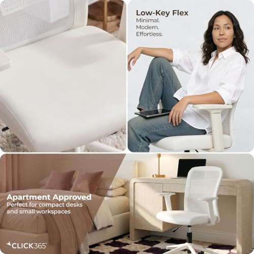 Click365 Ergonomic Office Chair Lumbar Support, Mid-Back Mesh Chair, 8 Pack - color: M110/White X 8