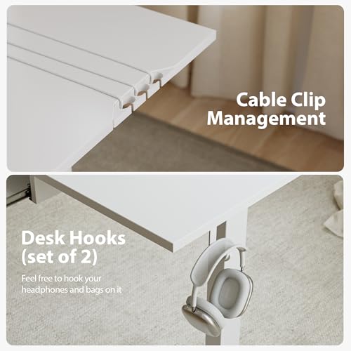 Agilestic 63 x 55 Inch L Shaped Electric Standing Desk, White - color: Pure White, size: 63x55 Inch