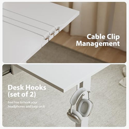 Agilestic 63 x 55 Inch L Shaped Electric Standing Desk, White - color: Pure White, size: 63x55 Inch