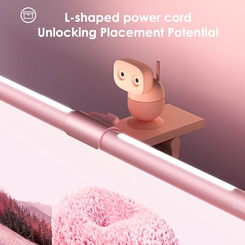 Quntis Pink Monitor Light Bar with Backlight, Desk Light Bar with Remote | Eye-Care No Glare, Space Saving, Stepless Dimming, Desk Lamp for Home Office Gaming Reading Study Drawing, as Gifts for Girls - color: Pink