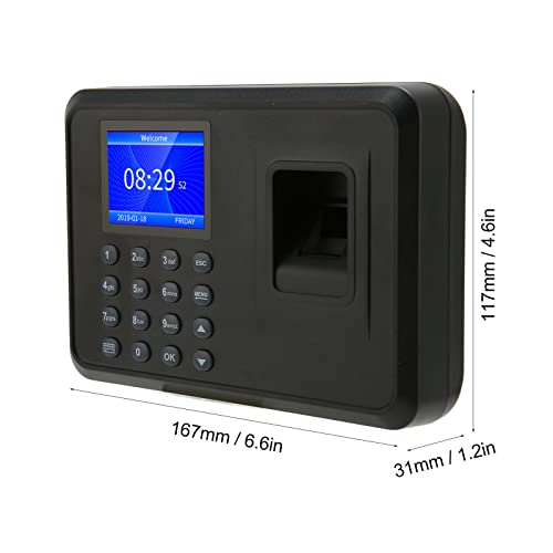 SaditY Fingerprint Time Clock, Intelligent Biometric Fingerprint Password Attendance Machine, Employee Checking in Recorder with 2.4 Inch Display for Office, Factory, Hotel, School