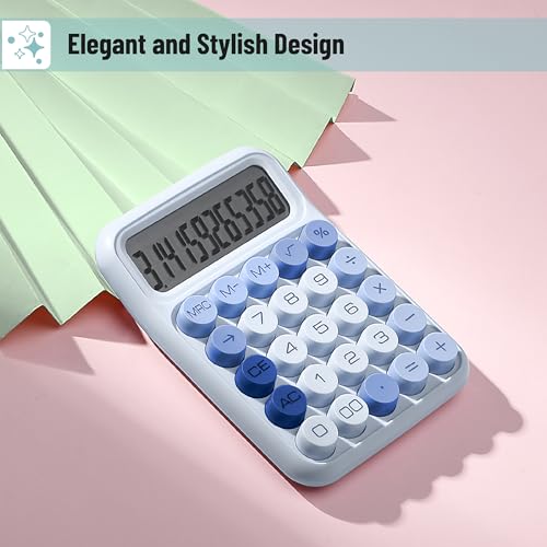 Mr. Pen- Mechanical Switch Calculator, 12 Digit Large LCD Display | Sky Blue with Big Buttons, Mechanical Switch Calculator for Home, School, Office - color: Twilight