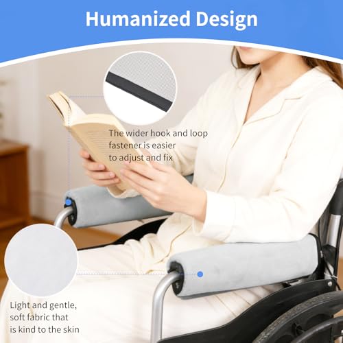 Replacement Armrest Pads for Office Chair, Breathable Mesh & Memory Foam Arm Rest Covers, Universal Fit for Desk Chair/Wheelchair, Soft Ergonomic Arm Pads Set of 2 (Gray)
