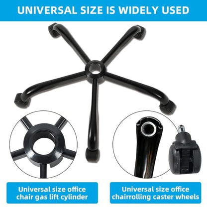 XSZD 28 Inch Heavy Duty Office Chair Base with 5 Casters,Easy to Assemble | Reinforced Metal Chair Feet,Universal Gas Cylinder Fit,for Swivel/Computer/Criss Cross Chairs - color: Matte Black