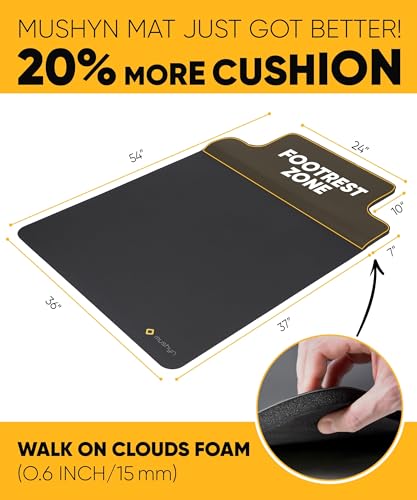 Office Chair Mat with Anti-Fatigue Footrest for Hardwood Floors 54” x 36”