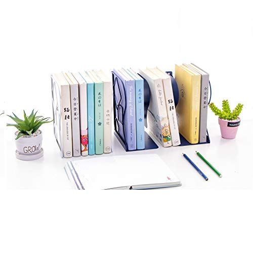 Adjustable Bookends - Nonskid Heavy Duty Book Ends for Desk - Book Stand & Organizer - color: Black-cubic