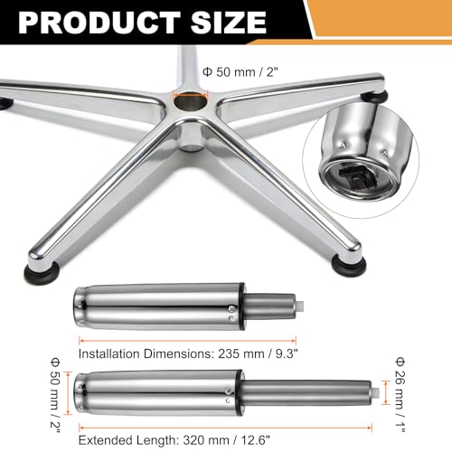 uxcell Office Chair Gas Cylinder, 12.6 Inch Class 3 Gas Cylinder Replacement Universal Hydraulic Pneumatic Lift Piston for Office Gaming Chair Desk Stools, Silver Tone - color: Silver Tone, size: 12.6 Inch