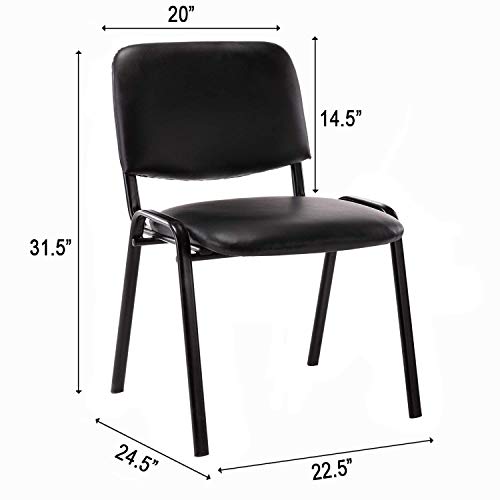 Leather Waiting Room Chairs Stackable Conference Room Chairs No Wheels Office Guest Chair for Reception School Breakroom Banquet Church Lobby (Leather-Cushion,Black,5PCS) - color: Leather-cushion Black
