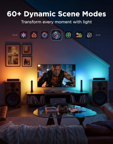 Govee Smart Light Bar, RGBICWW TV Lights for Living Room, Gaming, Black - color: Black