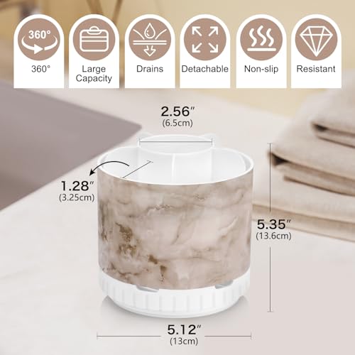 GFWARE Rotating Marble Toothbrush Holder for Bathroom Organizer, Drainage - color: Marble