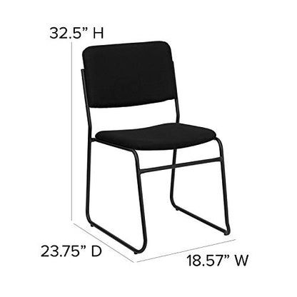 Flash Furniture Hercules Fabric Stackable Chair with Sled Base, Black | Fabric Upholstery, 500 LBS. Weight Capacity - color: Black Fabric/Black Frame, size: Set of 1
