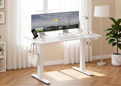Claiks Electric Height Adjustable Standing Desk, 48x24 Inch, Cold White | Smooth Height Adjustment, 3 Memory Presets, Cable management hub & hook, Stable Steel Frame, 156 lbs Capacity, Easy Assembly - color: Cold White, size: 48
