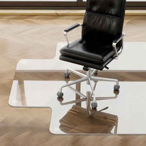 Tempered Glass Chair Mat with Lip, 36”x48” Heavy-Duty Office Floor Protector for Under-Desk Reach, for Carpet & Hardwood, 1/5" Thick - size: 36" x 48" w/ Lip