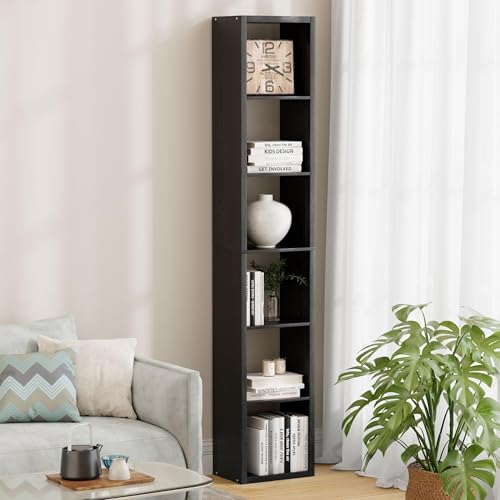 6 Cube Storage Organizer Single Row, Cube Shelf with Heavy-Duty Thick Boards, 13.31" L x 9.37" W x 72.36" H, Smooth Easy-Clean Panels, Simple Assembly, for Living Room Bedroom Office, Black - color: Black, size: 6 Cube-13.31" L x 9.37" D x 72.36" H