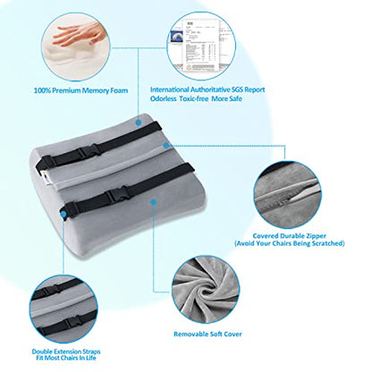 SAIREIDER Lumbar Support Pillow and Office Chair Cushion, Memory Foam Car Seat Cushions Back Support Pillows, Reduce Pressure On Tailbone and Sciatic Nerve, Relieve Pain of Back and Lumbar(Grey) - color: Seat Cushion&lumbar Pillow-grey