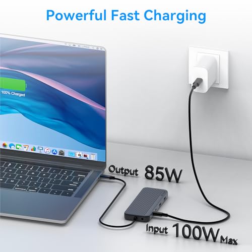 USB C Docking Station 3 HDMI, 12 in 1 Docking Station Triple Display, Dual Monitor Dock, Laptop USB-C Hub 3 HDMI with 10 Gbps, Ethernet, USB A/C 3.1, USB 2.0, 100W PD, Audio & Mic, SD