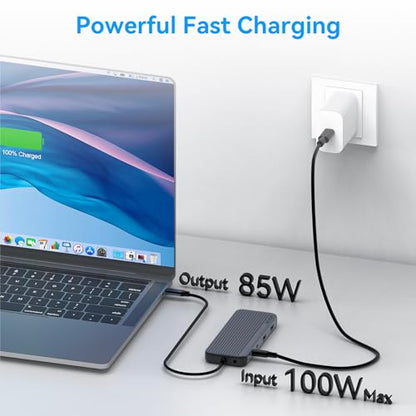 USB C Docking Station 3 HDMI, 12 in 1 Docking Station Triple Display, Dual Monitor Dock, Laptop USB-C Hub 3 HDMI with 10 Gbps, Ethernet, USB A/C 3.1, USB 2.0, 100W PD, Audio & Mic, SD