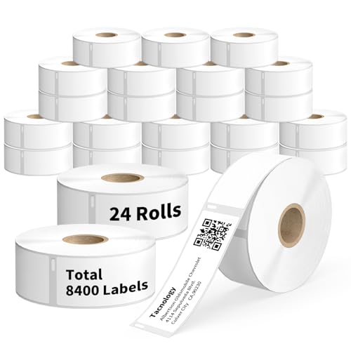 Tacnology 24 Rolls 8400 Labels Direct Thermal Labels Compatible with DYMO 30252 (1-1/8" x 3-1/2") Address & Barcode Labels for Dymo Label 450, 450 Turbo,4X & Zebra Desktop Printers - color: Dm 30252 | 24rolls 8400p