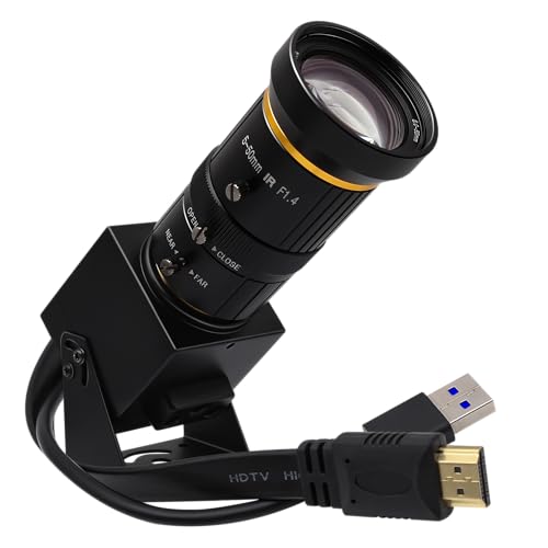 SVPRO 4K 60fps HDMI Camera USB3.0 Streaming Webcam with 5-50mm Manual Telephoto Lens 10X Optical Zoom H.264 Industrial Microscope Close-Ups Camera,USB and HDMI Dual Ouput - color: 4K 60fps Camera with 5-50mm Lens
