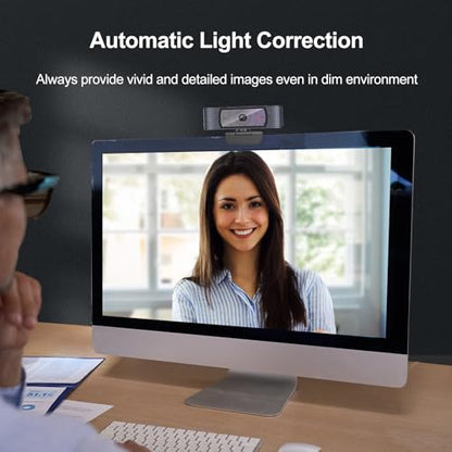 Angetube 1080P Streaming Camera，Computer PC Camera with Privacy Cover | 2 Mics, Plug & Play, USB C Adapter,Student Webcam for Teams/Meeting/Online Class, College Dorm Back to School Essential