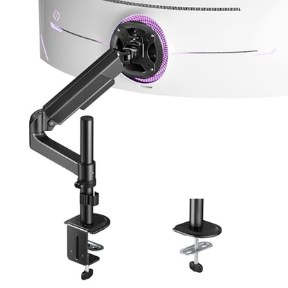 ARES WING Single Monitor Mount - 17 to 40 Inch Screen Monitor Arm, Black | Ultrawide Monitor Arm for Heavy Duty Curved Screen up to 26.4 lbs with Clamp/Grommet Desk Mount, 75/100 Vesa Mount - size: Single Monitor Arm