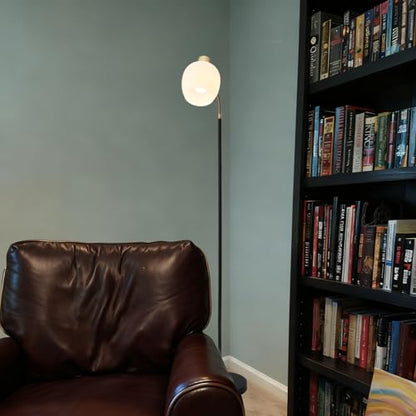 Adjustable Reading Floor Lamp,360°Rotatable Shade,3CCT LED Bulb Include,Black Gooseneck - color: Black Glass Shade
