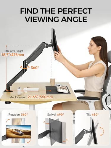 Bracwiser Monitor Mount 17-35 Inch Adjustable Gas Spring Desk Mount Stand Hold up to 24.25lbs with Clamp/Grommet Mounting Base (MD82) - size: 17-35"
