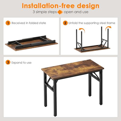 Need Small Folding Computer Desk, 31.5 Inch Writing Table, Rustic Brown - color: Rustic Brown, size: 31.5 inches