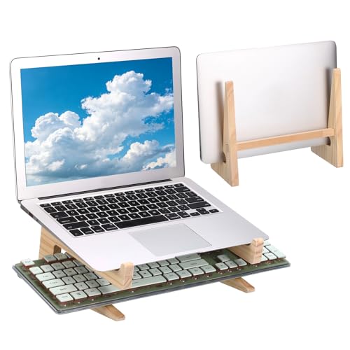 PATIKIL Wooden Laptop Stand 1Pack Dual-Use Laptop Stand Vertical for 10-15 - size: 10-15 Inch