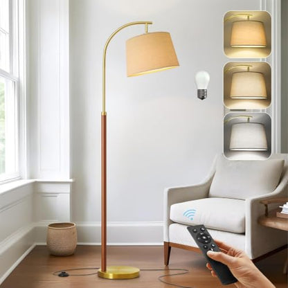 62.5" Gold Floor Lamp for Living Room Dimmable Standing Lamp with Remote - color: Red & Gold