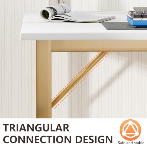 BestOffice Computer Desk,Home Office Desk, Modern Simple Style for Home Office Study Writing (Gold, 55 Inch) - color: Gold, size: 55 Inch